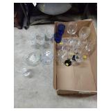 Assorted glass drinkware, plate, and bowl Assorted glass drinkware, plate, and bowl
