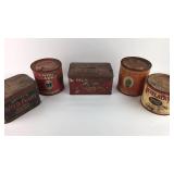 5 Tobacco Tins