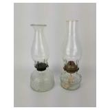 2 Oil Lamp Bases and Globes