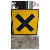 X- Crossing Metal Road Sign