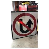 No U-turn Metal Road Sign