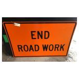 End Road Work Metal Road Sign