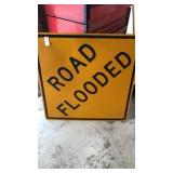 Road Flooded Metal Road Sign Road Flooded Metal Road Sign