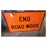 End Road Work Metal Road Sign