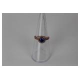 Halo Style Tanzanite Sterling Silver Size 7 Ring