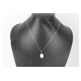Oval White Opal Sterling Silver Pendent with Chain Oval White Opal Sterling Silver Pendent with Chain