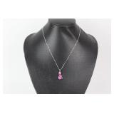 Pink Topaz Sterling Silver Pendent with Chain