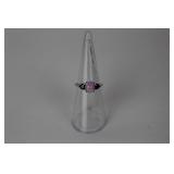 Oval Pink and Rainbow Sterling Silver Size 7 Ring Oval Pink and Rainbow Sterling Silver Size 7 Ring