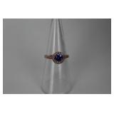 Halo Style Tanzanite Sterling Silver Size 7 RIng Halo Style Tanzanite Sterling Silver Size 7 RIng