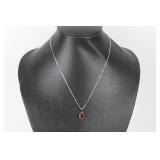 Red Garnet Sterling Silver Pendent with Chain Red Garnet Sterling Silver Pendent with Chain