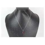 Red Garnet Sterling Silver Pendent with Chain