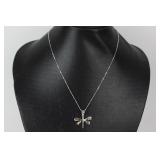 Abalone Dragonfly Sterling Silver Pendent W/ Chain