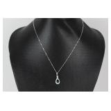 Pear Green Emerald Sterling Silver Pendent W/Chain Pear Green Emerald Sterling Silver Pendent W/Chain