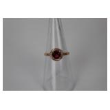 Halo Style Ruby Sterling Silver Size 7 Ring