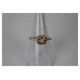 Princess Cut Morganite Sterling Silver Ring