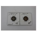 2 Barber Dimes 1910 & 1912