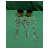 3 Vintage Whisks and 2 Thermo-Serv Cups