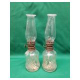 Two Small Oil Lamps - Matching Two Small Oil Lamps - Matching