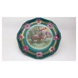Antique Victorian Cabinet Plate Deer Scene Antique Victorian Cabinet Plate Deer Scene