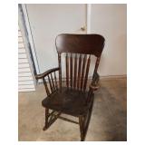 Antique Hardwood Spindle Back Rocking Chair Antique Hardwood Spindle Back Rocking Chair