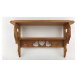 Wooden Shelf with 3 Hearts