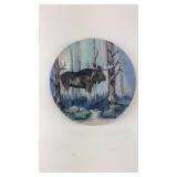 Painted Moose on Round Ceramic Piece Painted Moose on Round Ceramic Piece
