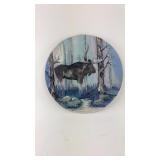 Painted Moose on Round Ceramic Piece