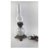 Glass Lamp with Etched Roses and Hurricane Top Glass Lamp with Etched Roses and Hurricane Top