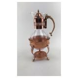 Copper Plated Glass Pitcher with Warmer Stand