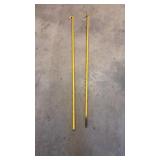 Two Yellow Metal Rods with Hooks Two Yellow Metal Rods with Hooks