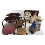2- Porcelain Dolls w/ Doll Furniture 2- Porcelain Dolls w/ Doll Furniture