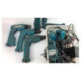 Makita 9.6 V drills lights and chargers