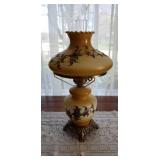 Hurricane Lamp With Brass Base, Doiley Hurricane Lamp With Brass Base, Doiley