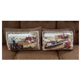 2 Farm Scene Throw Pillows 2 Farm Scene Throw Pillows