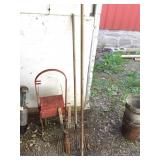 Old Rake, Metal Hose Reel, Sheers Old Rake, Metal Hose Reel, Sheers