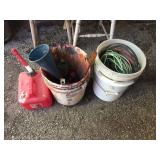Gas Can, Funnels, Assorted Wires Gas Can, Funnels, Assorted Wires