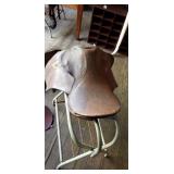 3 English Saddles - As Is, Needs Repair w/ 1 Stand