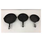 3 Cast Iron Skillets