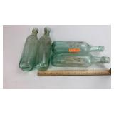 4- Late 1800 Round Bottom Aqua Bottles