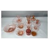 Asst. Pink Depression Dishes, Etc
