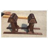 Double Saddle Stand, Stained w/ Hooks