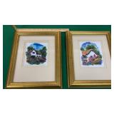 2-Gold Frame Water Colors Signed Jeff Ward
