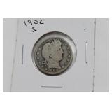 Silver 1902-S Barber Quarter