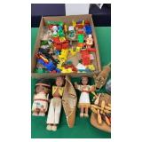 Lot- Indian Dolls, Plastic Toys, Jacks