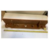 35" Wide Pine Shelf W/Hooks