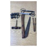 Folding Ruler, Saw, Scissors, Metal Stencils,