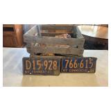 Basket Of Antique New York License Plates