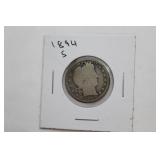 Silver 1894-S Barber Quarter