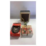 Box Of Walkie Talkies, Speakers, And Radio Tube