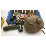 Box of Boy Scout Patches & Cantine